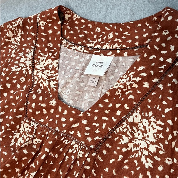 Knox Rose Womens Boho Dress Medium Loose Fit Casual Rayon Linen Blend - Picture 3 of 9